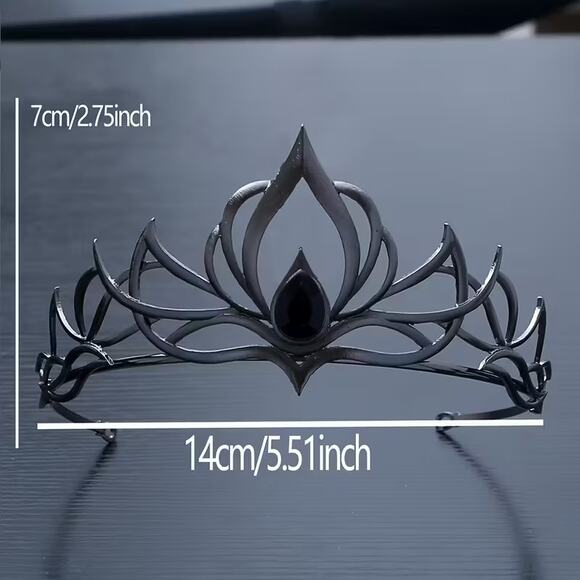 🖤 Gothic Black Flame Crown Tiara – Dark Elven Headpiece for Cosplay, LARP - Picture 4 of 4